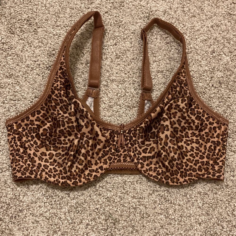 Wacoal Underwire Bra RN 61049 Brown Neutral Cheetah Print Sz 34D